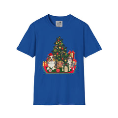 Christmas Australian Shepherd Dogs T-Shirt — Festive Tree & Presents Holiday Tee