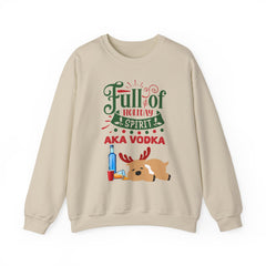 Holiday Spirit Crewneck Sweatshirt — "Full of Holiday Spirit AKA Vodka" Reindeer Design