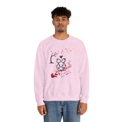 Couple Stick Figure Sweatshirt – Cute Heart Walk Valentine Crewneck