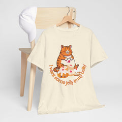 "I Want Some Jelly In My Belly"T-Shirt — Cute Cat Donut Design