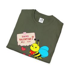 Valentine Bee T-Shirt — "Be My Valentine?" Cute Bee Hearts Tee