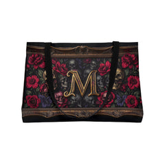 Monogram "M" Weekender Tote Bag — Gothic Skull & Rose Travel Bag
