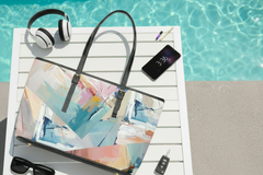 Abstract Pastel Brushstroke PU Leather Shoulder Bag — Colorful Tote for Everyday & Travel