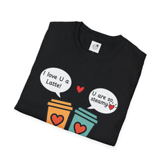 "I love U a Latte" Cute Coffee Pun Tee Couple T-Shirt