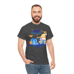 "Happy Hanukkah" Knome with Menorah & Dreidel Holiday Tee