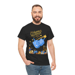 Hanukkah Blue Dreidel & Menorah Holiday Tee 2 design options