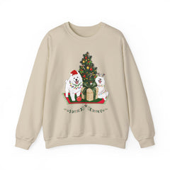 Christmas Samoyed Dogs Sweatshirt - Festive Tree & Gifts Holiday Crewneck