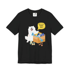 "Ohwoooo happy day!"  Happy Dog with treat delivery T‑Shirt — Pet Gift