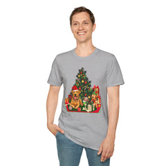 Christmas Golden Retriever Dog T-Shirt — Festive Tree & Presents Holiday Tee