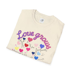 Love Grows Heart Tree T-Shirt — Colorful Heart Family Tee