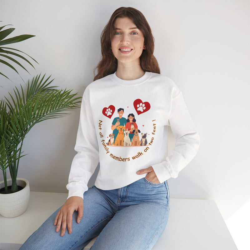 “Not All Family Members Walk on Two Feet” Pet-Loving Graphic Crewneck Sweatshirt