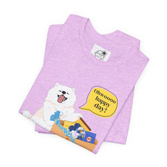 "Ohwoooo happy day!"  Happy Dog with treat delivery T‑Shirt — Pet Gift