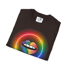 Rainbow Lips T-Shirt — Pride LGBT Neon Circle Graphic Tee
