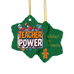 Teacher Power Ceramic Ornament — Double-Sided Teacher Appreciation Holiday Gift
