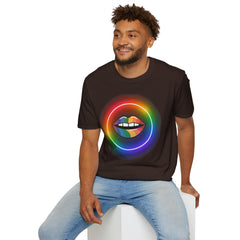 Rainbow Lips T-Shirt — Pride LGBT Neon Circle Graphic Tee