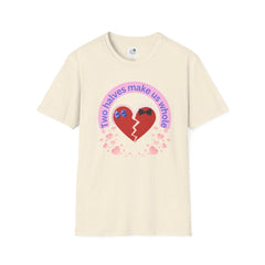 Two Halves Make Us Whole Broken Heart T-Shirt — Cute Split-Heart Couple Tee
