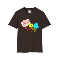 Valentine Bee T-Shirt — "Be My Valentine?" Cute Bee Hearts Tee