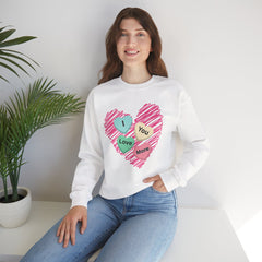 Heart Scribble with 'I Love You More' Candy HeartsCrewneck Sweatshirt