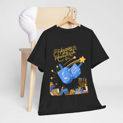 Hanukkah Blue Dreidel & Menorah Holiday Tee 2 design options