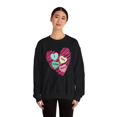 Heart Scribble with 'I Love You More' Candy HeartsCrewneck Sweatshirt