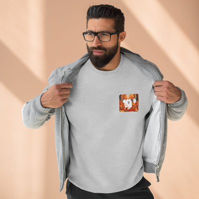 Autumn Samoyed Sweatshirt 2 sided design— Cute White Dog Fall Crewneck
