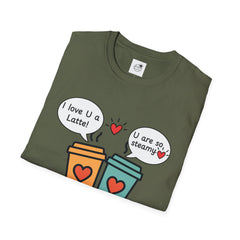 "I love U a Latte" Cute Coffee Pun Tee Couple T-Shirt
