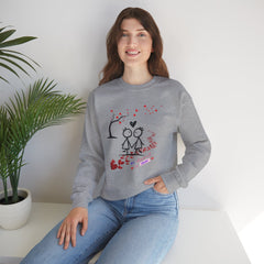 Couple Stick Figure Sweatshirt – Cute Heart Walk Valentine Crewneck