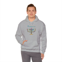 Hanukkah Menorah Hoodie — Festive Glitter Menorah Sweatshirt