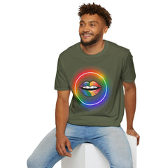 Rainbow Lips T-Shirt — Pride LGBT Neon Circle Graphic Tee