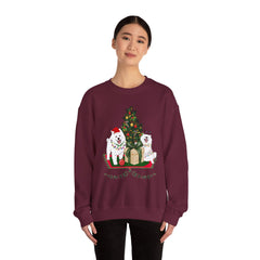 Christmas Samoyed Dogs Sweatshirt - Festive Tree & Gifts Holiday Crewneck