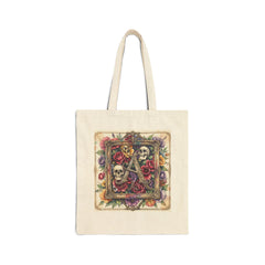 Tote — Gothic Skull & Rose Monogram "A" Canvas Tote Bag