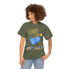 Hanukkah Blue Dreidel & Menorah Holiday Tee 2 design options