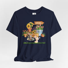 Spring Garden Tee — Cute Bunny & Flower Pots Graphic T-Shirt