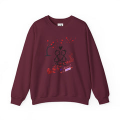 Couple Stick Figure Sweatshirt – Cute Heart Walk Valentine Crewneck