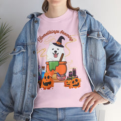 Halloween Witchy Samoyed — Cute Spooky Pumpkin Cauldron Tee