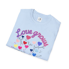 Love Grows Heart Tree T-Shirt — Colorful Heart Family Tee