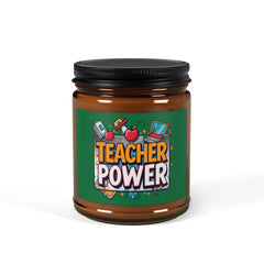 Teacher Power Scented Soy Candle — Amber Jar Gift for Educators