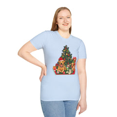 Christmas Golden Retriever Dog T-Shirt — Festive Tree & Presents Holiday Tee