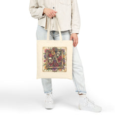 Tote — Gothic Skull & Rose Monogram "A" Canvas Tote Bag