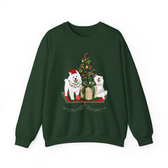Christmas Samoyed Dogs Sweatshirt - Festive Tree & Gifts Holiday Crewneck