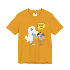 "Ohwoooo happy day!"  Happy Dog with treat delivery T‑Shirt — Pet Gift