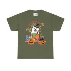 Halloween Witchy Samoyed — Cute Spooky Pumpkin Cauldron Tee