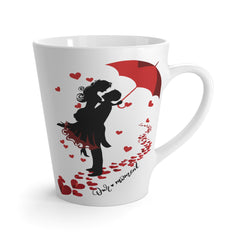 Latte Mug — Romantic Red Umbrella Couple Coffee Mug