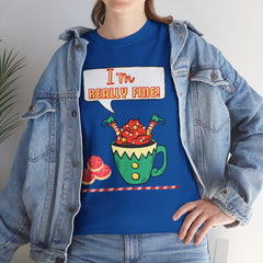 I'm Really Fine Tee — Cute Elf in a coffee cup Graphic T-Shirt