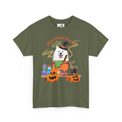 Halloween Witchy Samoyed — Cute Spooky Pumpkin Cauldron Tee