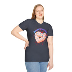 "Donut Break My Heart" Sprinkle Heart Donut Graphic Tshirt