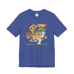 Spring Garden Tee — Cute Bunny & Flower Pots Graphic T-Shirt