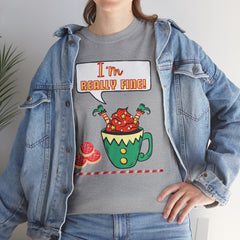 I'm Really Fine Tee — Cute Elf in a coffee cup Graphic T-Shirt
