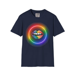 Rainbow Lips T-Shirt — Pride LGBT Neon Circle Graphic Tee