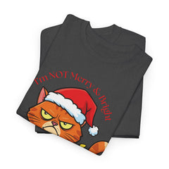 Grumpy Cat tangled in Christmas Lights T-Shirt – "I'm NOT Merry A Right!" Holiday Tee